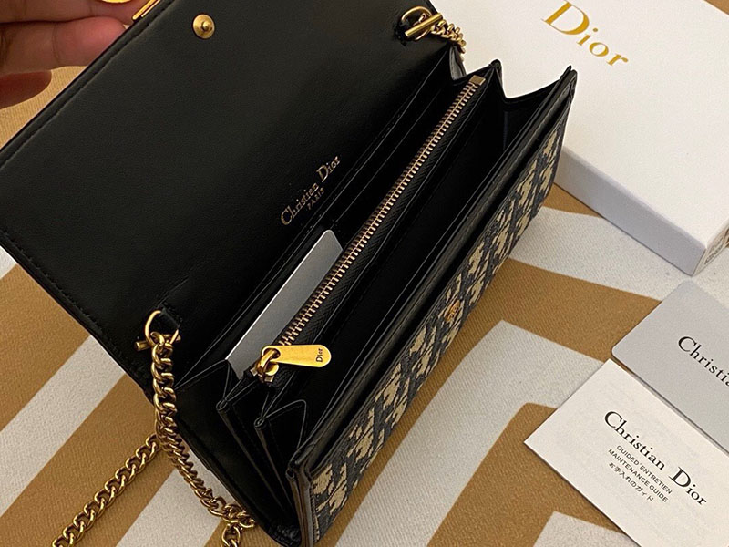 N品 DIOR ディオール 30 Montaigne チェーン付きロングウォレット M9335UTZQ_M928 ディオール オブリーク ジャカード ゴールド金具 激安優良店 - 画像 (4)