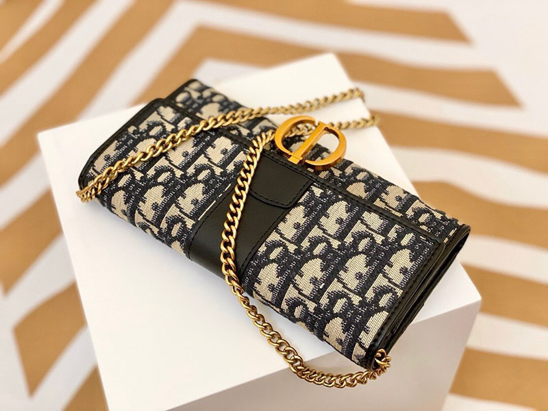 N品 DIOR ディオール 30 Montaigne チェーン付きロングウォレット M9335UTZQ_M928 ディオール オブリーク ジャカード ゴールド金具 激安優良店 - 画像 (2)