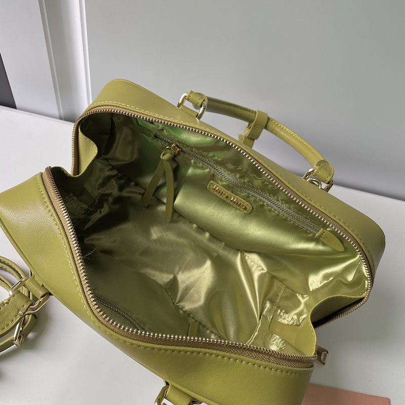 N品 MiuMiu ミュウミュウ アルカディ レザー バッグ 5BB148_2CR3_F077G_V_OON オリーブ ゴールド金具 激安優良店 - 画像 (3)