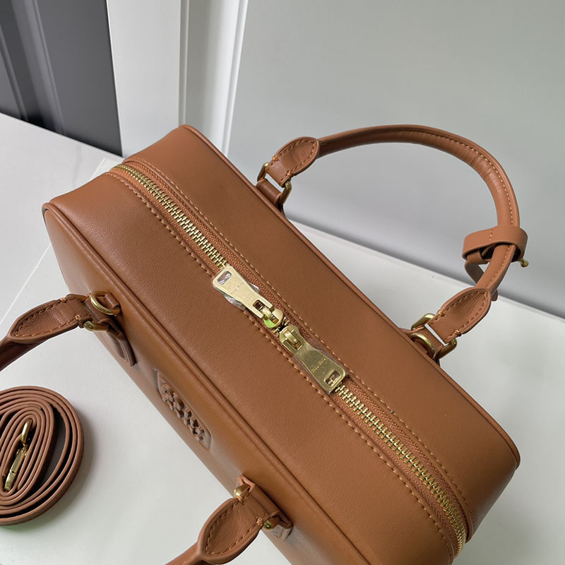 N品 MiuMiu ミュウミュウ アルカディ レザー バッグ 5BB148_2CR3_F0316_V_OON ブラウン ゴールド金具 激安優良店 - 画像 (4)
