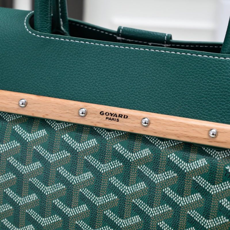 N品 GOYARD ゴヤール サイゴン トートバッグ SAIGOCMMLTY09CL09P グリーン シルバー金具 激安優良店 - 画像 (6)