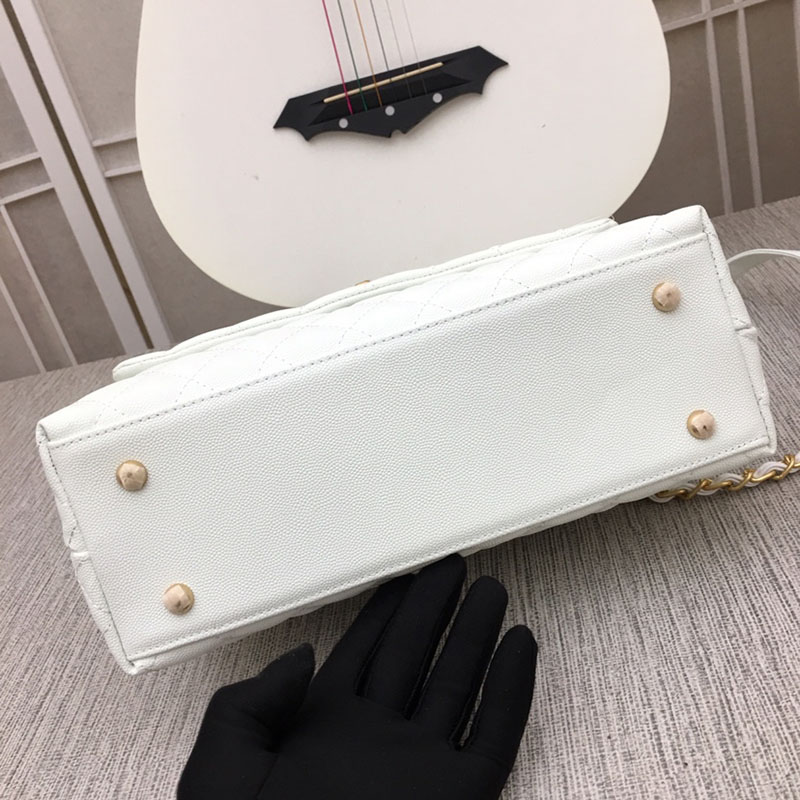 最高級シャネルスーパーコピー シャネルバッグコピー ラージトップハンドルフラップバッグ 白 (ホワイト)/ボルドー A92992 キャビアスキン ゴールド金具 2411217 - 画像 (5)