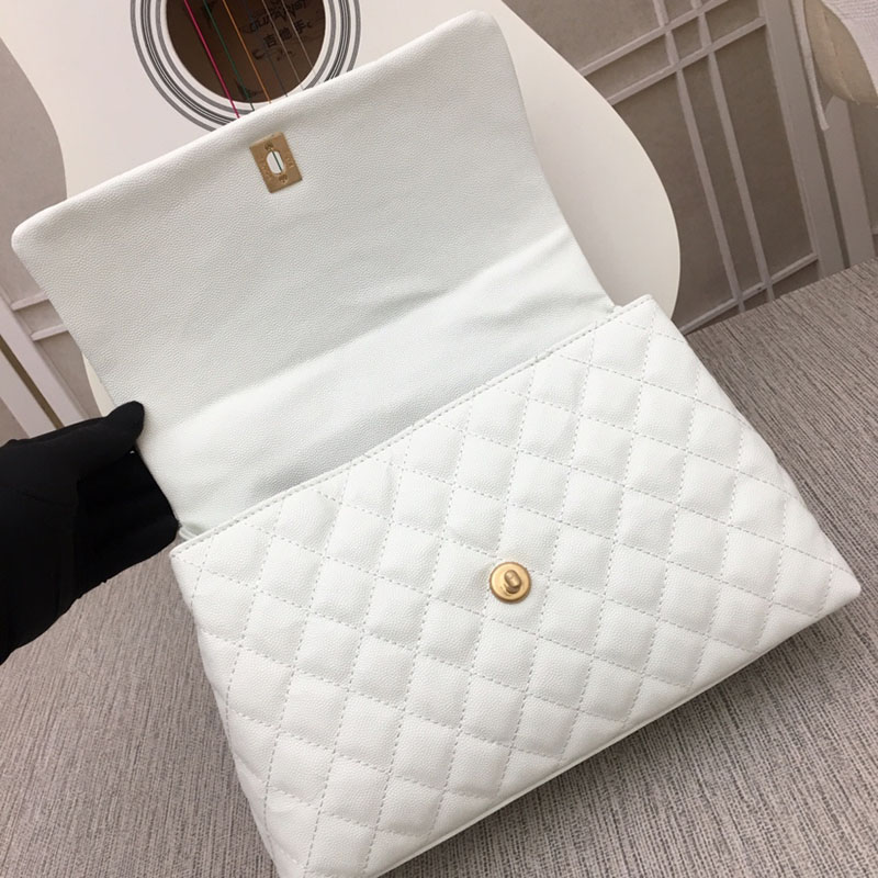 最高級シャネルスーパーコピー シャネルバッグコピー ラージトップハンドルフラップバッグ 白 (ホワイト)/ボルドー A92992 キャビアスキン ゴールド金具 2411217 - 画像 (3)