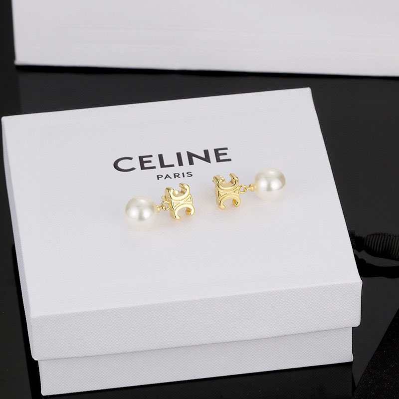 最高級セリーヌスーパーコピー セリーヌピアスコピー レ・ペルル CELINE ピアス / ゴールドフィニッシュ ブラス&ガラスパール 460TZ6BPE.01GI - 画像 (7)
