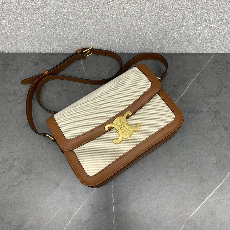 N品 セリーヌ バッグ 人気 ランキング CELINE ショルダーバッグ 人気 クラシック トリオンフ バッグ 191242EGC.02NT ナチュラル/タン ゴールド金具 - 画像 (4)