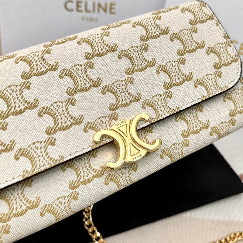 N品 セリーヌ バッグ 人気 ランキング CELINE ショルダーバッグ クロード 194142CUZ.01BC ホワイト ゴールド金具 - 画像 (6)