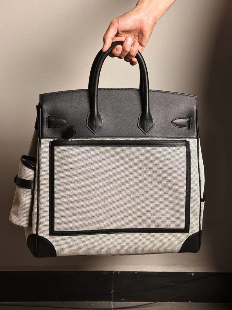 エルメス オータクロア 40cm カーゴ エクリュ×クロ トワルアッシュ×エヴァーカーフ シルバー金具 2412194 - 画像 (8)