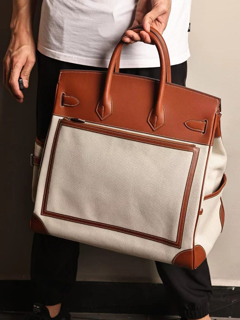 エルメス オータクロア 40cm カーゴ ゴールド トワルアッシュ×エヴァーカーフ シルバー金具 2412195 - 画像 (7)