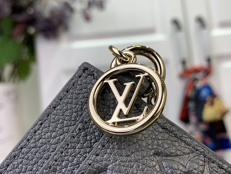 ルイヴィトン カードケース レディース カードケース ポルト カルト・LV チャーム ガンメタル M12178 グレインレザー 2025新作 - 画像 (5)