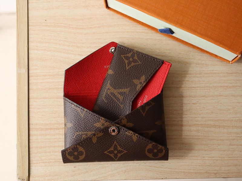 ヴィトン カードケース 財布代わり ポルト カルト・キリガミ サリー レッド M12864 キャンバス シルバー金具 - 画像 (2)