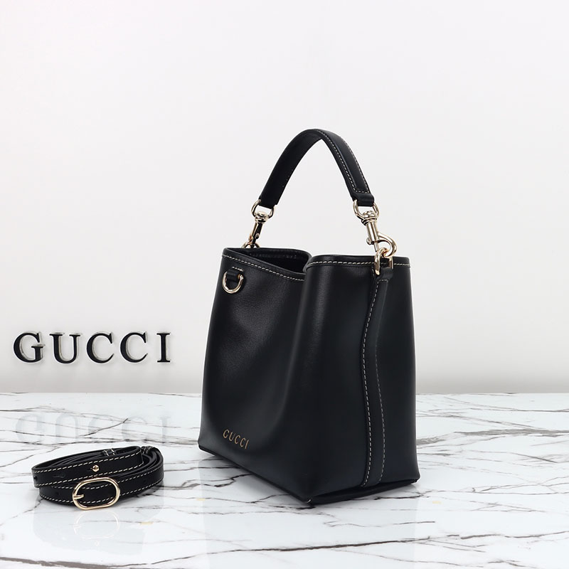 バケットバッグ ショルダー グッチ GGエンブレム ミニ バケットバッグ 815118 AAEC2 1000 ブラック ゴールド金具 - 画像 (9)