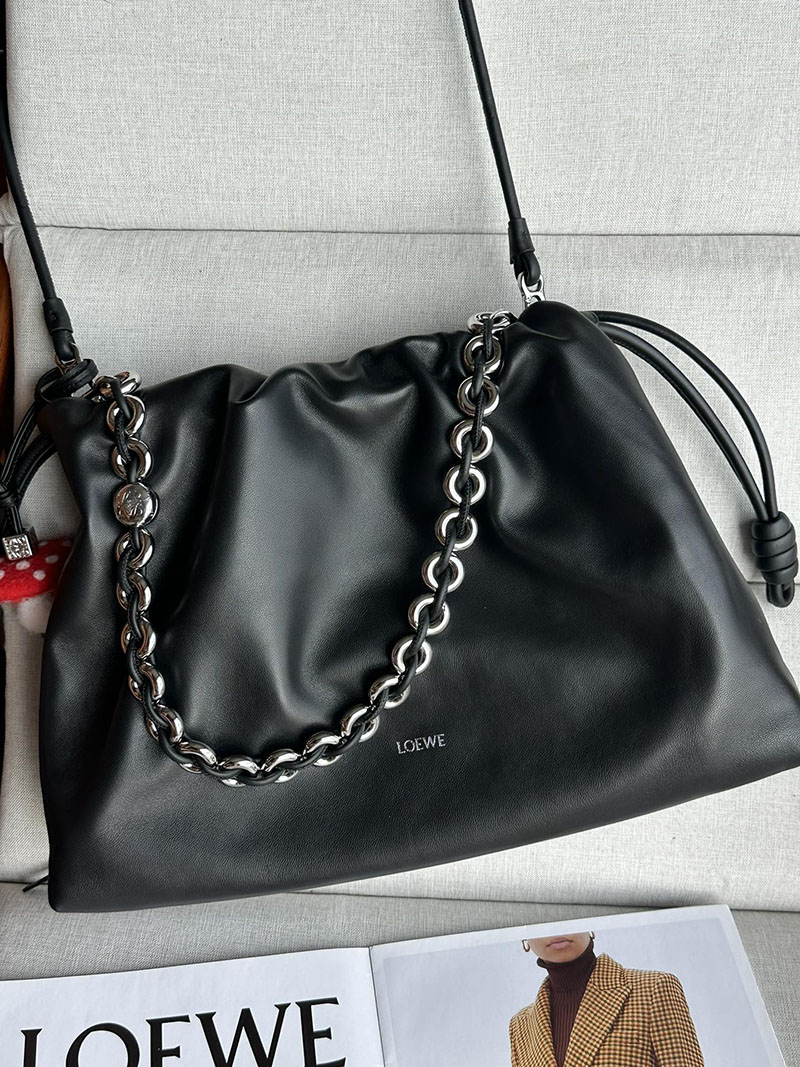 ロエベ バッグ 新作 2025 LOEWE フラメンコパース-ラージ A411FPDX24-1100 ブラック シルバー金具 - 画像 (8)