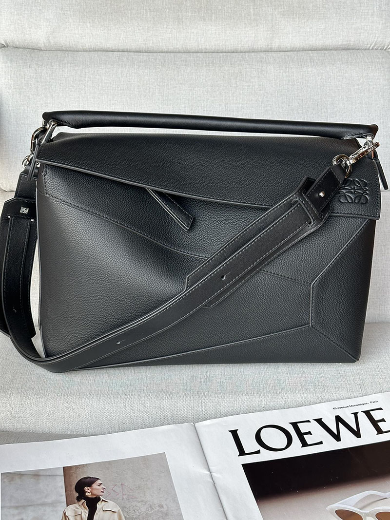 ロエベ バッグ 新作 2025 LOEWE パズルバッグ-ラージ B510P00X05-1100 ブラック シルバー金具 - 画像 (9)