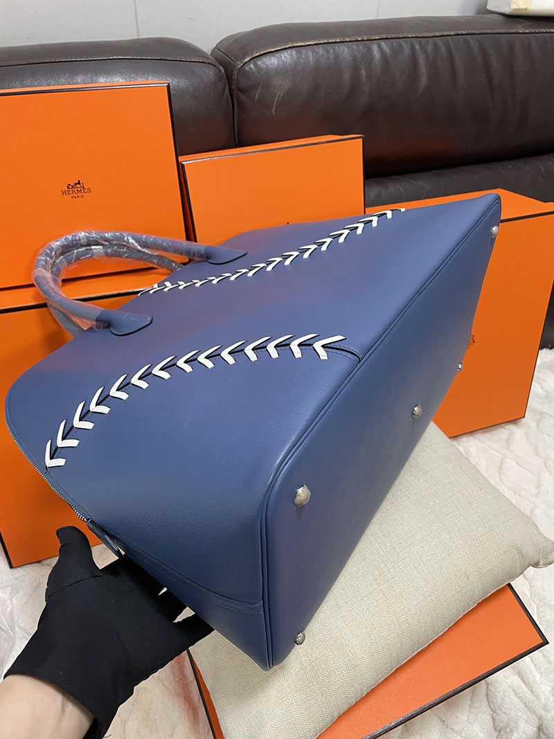 エルメス ボリード 1923 45cm ベースボール ブルードマルト×シロ ヴォー・エヴァーカラー シルバー金具 ボリード45 メンズ 2025定価 - 画像 (6)