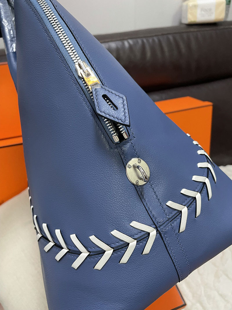 エルメス ボリード 1923 45cm ベースボール ブルードマルト×シロ ヴォー・エヴァーカラー シルバー金具 ボリード45 メンズ 2025定価 - 画像 (3)
