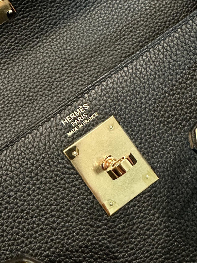 エルメス HERMES ケリー28 内縫い 黒 ブラック トゴ ゴールド金具 2412881 エルメスケリー28内縫い - 画像 (9)