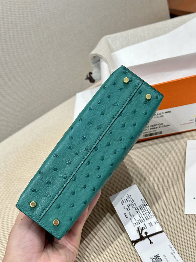 エルメス HERMES ケリーミニ 20 外縫い ヴェールヴェルティゴ オーストリッチ ゴールド金具 2412922 ブランドミニバッグ人気 - 画像 (12)
