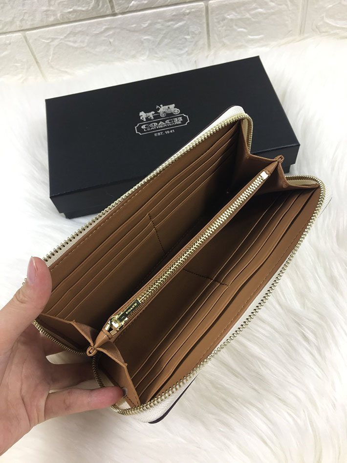 最高級 コーチ財布コピー レディース 財布 ラウンドジップ長財布 F69673 GD/HA ゴールド×チョーク ゴールド金具 コーチ 長財布 レディース 人気 - 画像 (3)