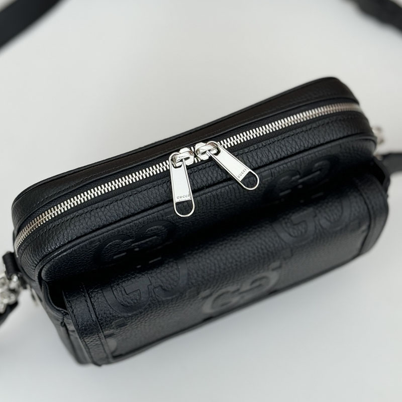 グッチ バッグ 新作 GUCCI ジャンボGG スモール クロスボディバッグ 794088 AABY0 1000 ブラック グッチ 鞄 メンズ - 画像 (4)