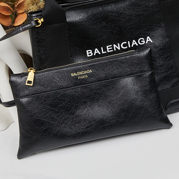 バレンシアガNAVY SMALL CABAS ネイビー スモール カバス ハンドバッグ 3399332HH3N1000 ブラック ゴールド金具 バレンシアガ トートバッグ キャンバス - 画像 (6)