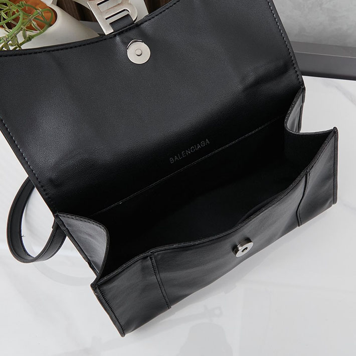 最高級 バレンシアガバッグコピー HOURGLASS スモール バッグ 5935461QJ4M1000 ブラック シルバー金具 バレンシアガ風 バッグ 本革 - 画像 (2)