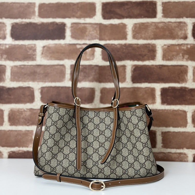 グッチ バッグ 未使用品 GUCCI GGエンブレム スモール トートバッグ 815214 FAD6L 9758 ベージュ/ブラウン 芸能人 トートバッグ レディース - 画像 (8)