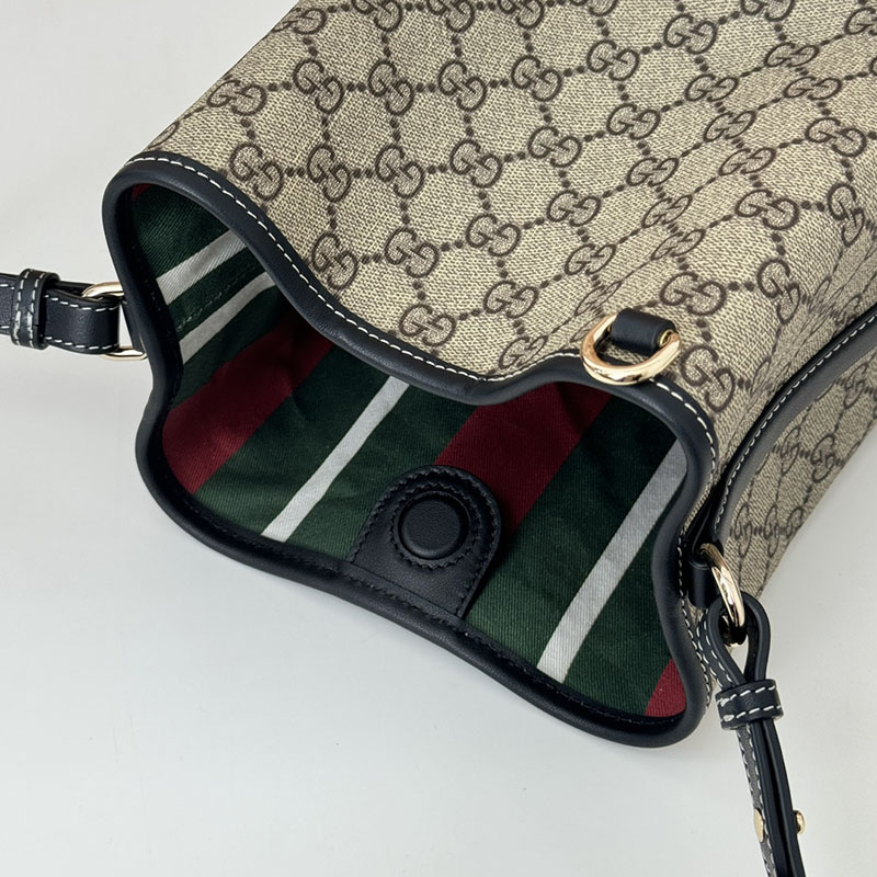 グッチ バッグ 未使用品 GUCCI GGエンブレム ミニ バケットバッグ 815118 FAD6L 9741 ベージュ/ブラック ミニショルダーバッグ 芸能人 - 画像 (5)