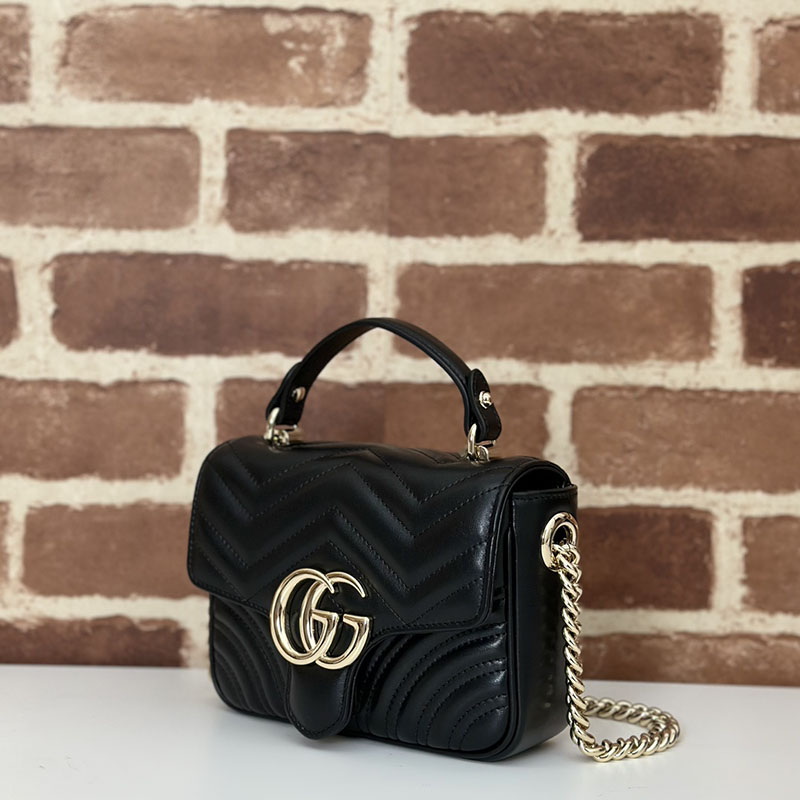 グッチ バッグ 人気 GUCCI GGマーモント ミニ トップハンドルバッグ 811238 AAECK 1000 ブラック グッチ ミニバッグ アウトレット - 画像 (9)