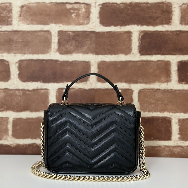 グッチ バッグ 人気 GUCCI GGマーモント ミニ トップハンドルバッグ 811238 AAECK 1000 ブラック グッチ ミニバッグ アウトレット - 画像 (8)