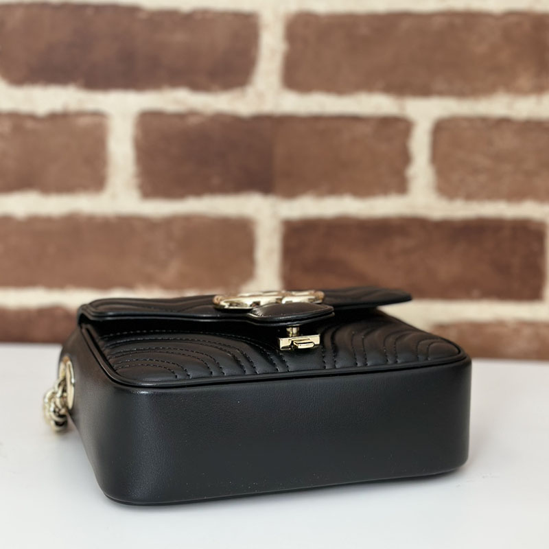 グッチ バッグ 人気 GUCCI GGマーモント ミニ トップハンドルバッグ 811238 AAECK 1000 ブラック グッチ ミニバッグ アウトレット - 画像 (7)
