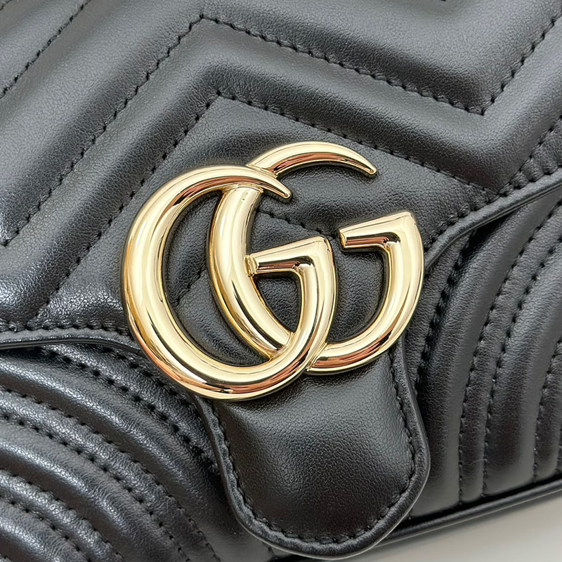 グッチ バッグ 人気 GUCCI GGマーモント ミニ トップハンドルバッグ 811238 AAECK 1000 ブラック グッチ ミニバッグ アウトレット - 画像 (5)