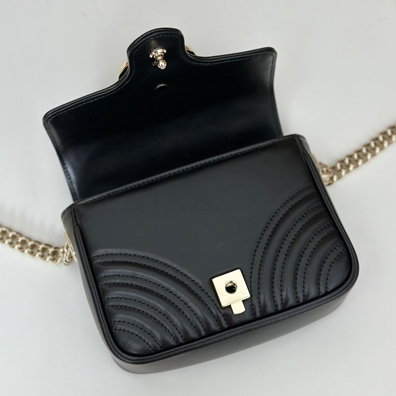 グッチ バッグ 人気 GUCCI GGマーモント ミニ トップハンドルバッグ 811238 AAECK 1000 ブラック グッチ ミニバッグ アウトレット - 画像 (3)