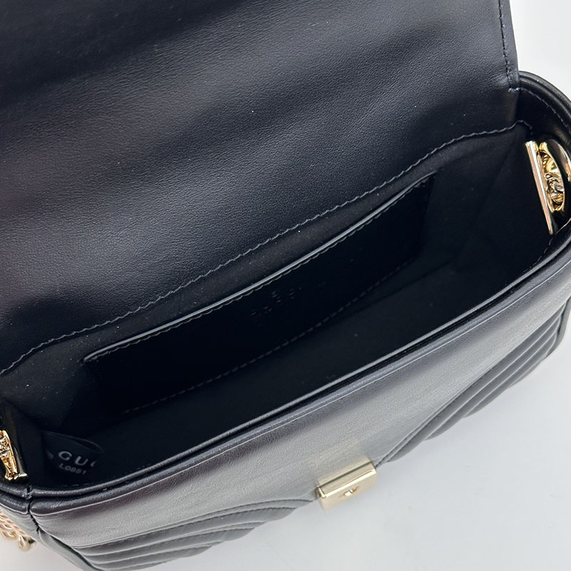 グッチ バッグ 人気 GUCCI GGマーモント ミニ トップハンドルバッグ 811238 AAECK 1000 ブラック グッチ ミニバッグ アウトレット - 画像 (2)