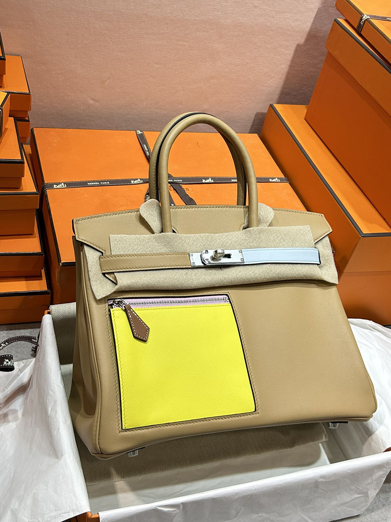 人気色 H品 エルメス バーキン30 カラーマティック チャイ/ライム トゴ シルバー金具 2517806 バーキン カラーマティック 定価 - 画像 (9)