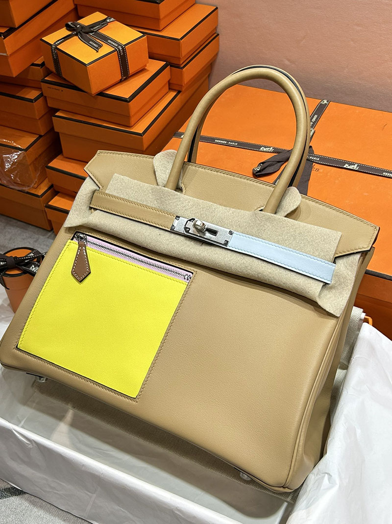 人気色 H品 エルメス バーキン30 カラーマティック チャイ/ライム トゴ シルバー金具 2517806 バーキン カラーマティック 定価 - 画像 (8)
