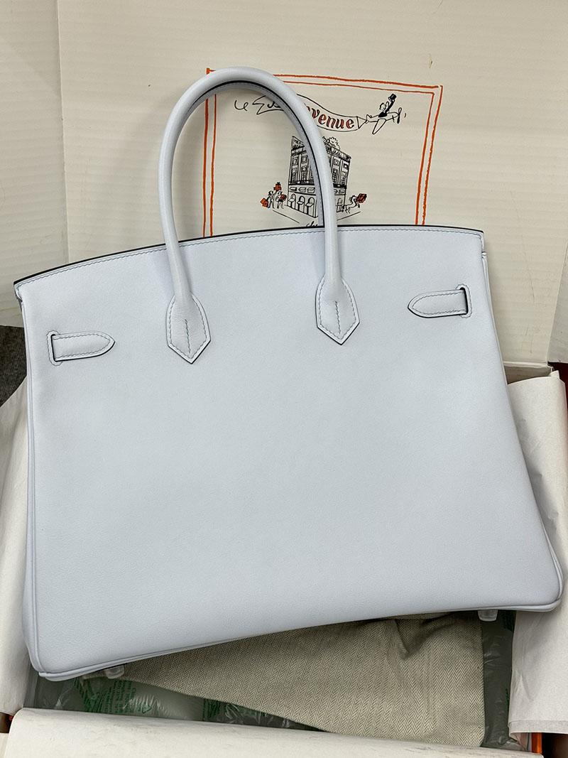 人気色 H品 エルメス バーキン35 アズール スイフト シルバー金具 2517819 バーキン35 新品 未使用品 - 画像 (9)
