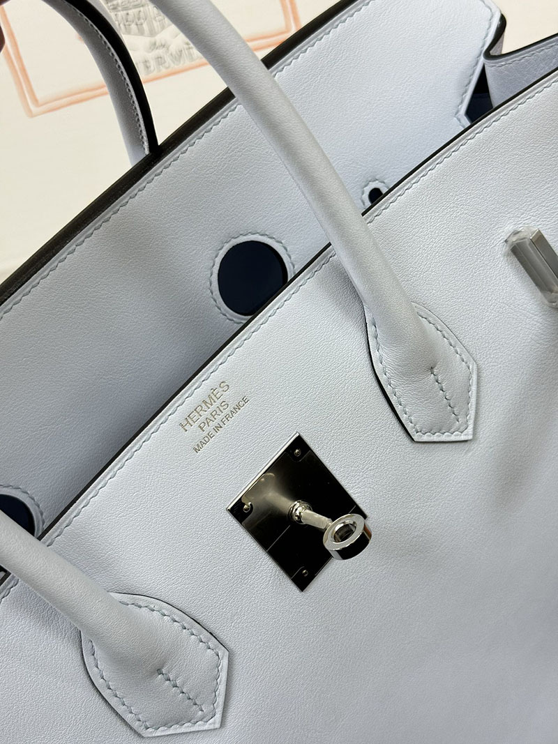 人気色 H品 エルメス バーキン35 アズール スイフト シルバー金具 2517819 バーキン35 新品 未使用品 - 画像 (5)