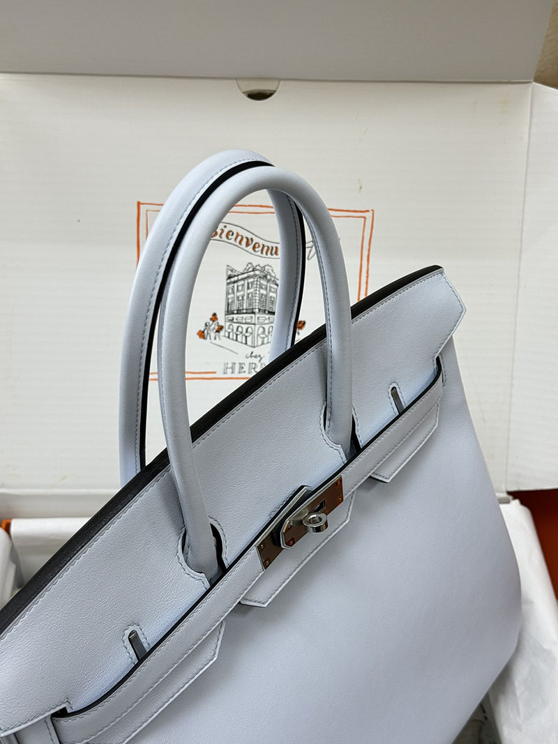 人気色 H品 エルメス バーキン35 アズール スイフト シルバー金具 2517819 バーキン35 新品 未使用品 - 画像 (2)