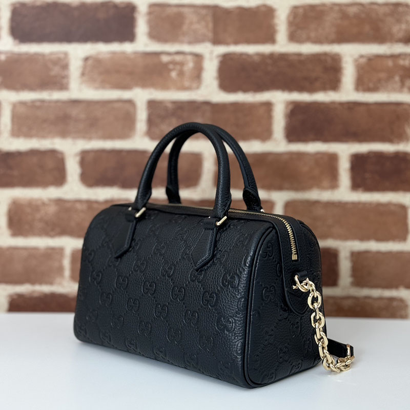 グッチ バッグ 人気 GUCCI GGエンブレム スモール トップハンドルバッグ 815255 AAEEM 1000 ブラック グッチ ミニボストン ヴィンテージ - 画像 (6)