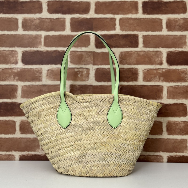 グッチ バッグ 人気 GUCCI ロゴ スモール ストロー トートバッグ 779524 9AAE6 9562 ナチュラル グッチ トートバッグ アウトレット - 画像 (5)