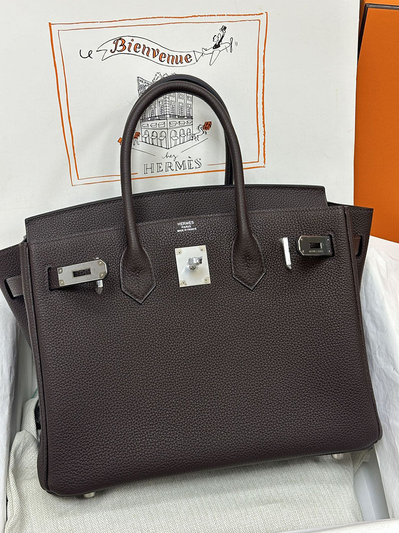 人気色 H品 エルメス バーキン25 エベンヌ トゴ シルバー金具 2517879 バーキン25 トゴ 定価 - 画像 (4)