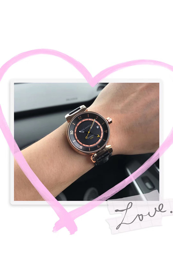 最高級ルイヴィトンスーパーコピー ルイヴィトン時計コピー タンブール ムーン GMT Q8E30 モノグラム PG メンズ - 画像 (7)