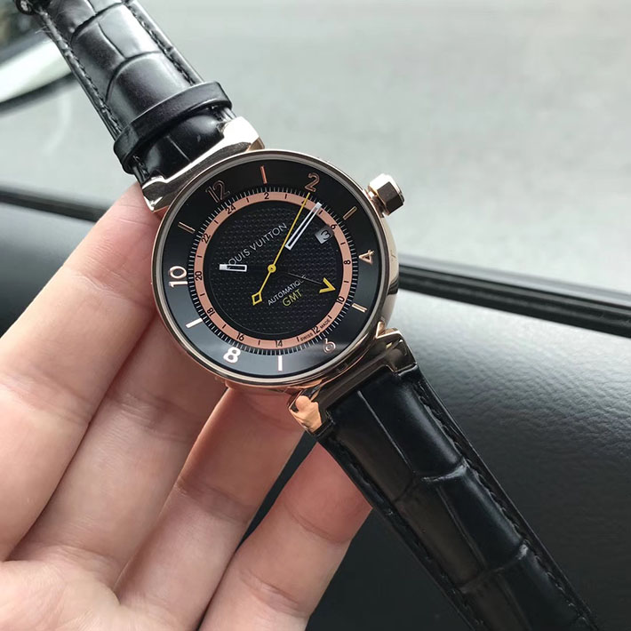 最高級ルイヴィトンスーパーコピー ルイヴィトン時計コピー タンブール ムーン GMT Q8E30 モノグラム PG メンズ - 画像 (6)