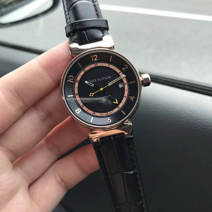 最高級ルイヴィトンスーパーコピー ルイヴィトン時計コピー タンブール ムーン GMT Q8E30 モノグラム PG メンズ - 画像 (5)