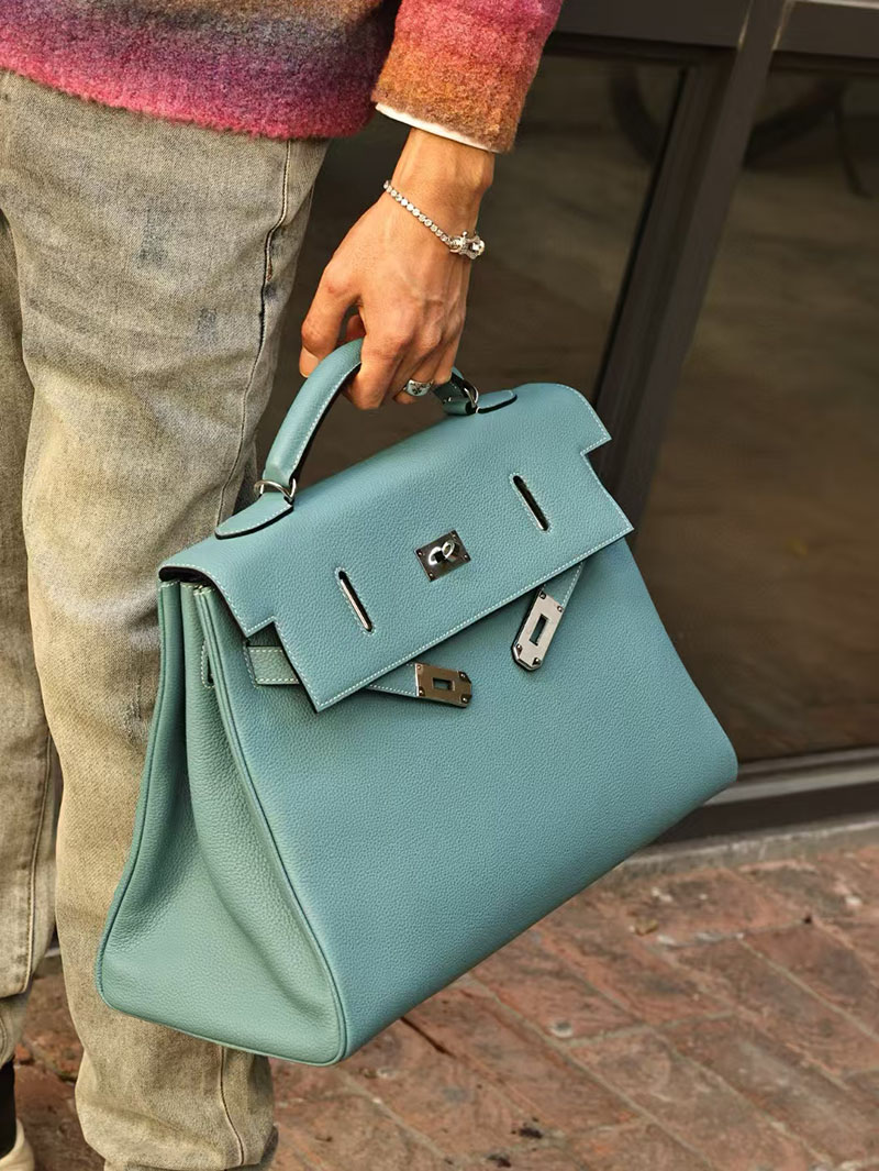 エルメス メンズバッグ 人気 HERMES ケリー 42cm 内縫い ブルージーン トゴ シルバー金具 2519456 - 画像 (7)