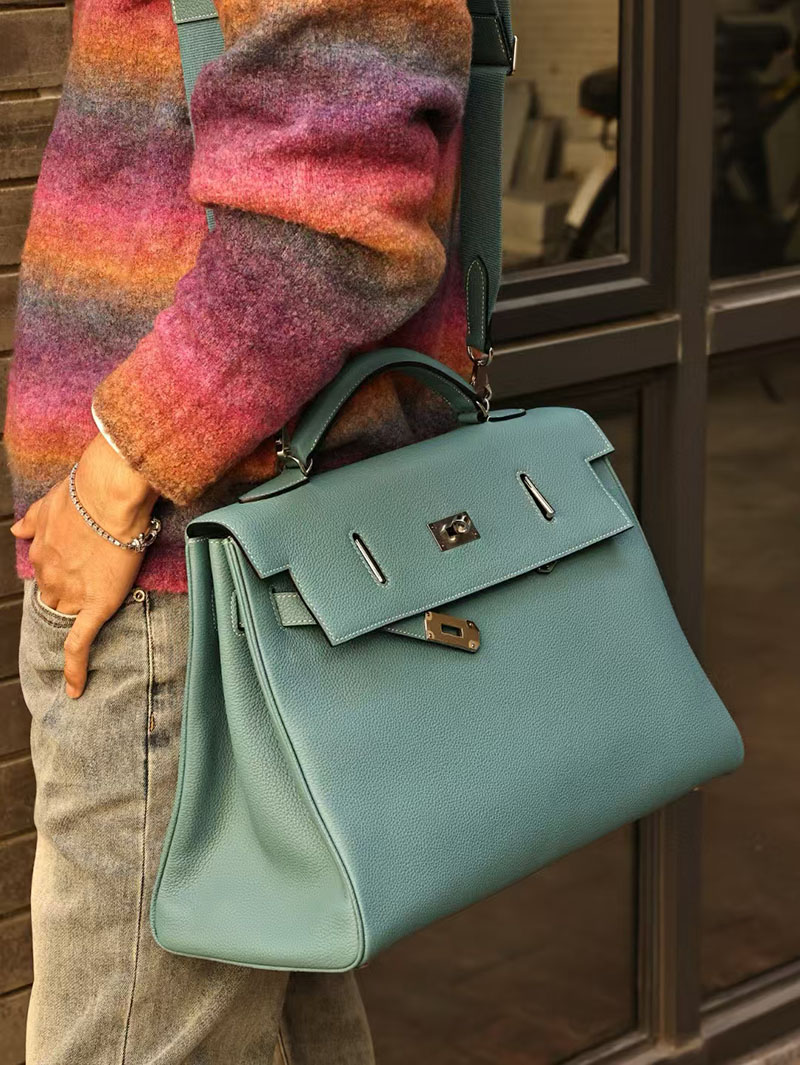 エルメス メンズバッグ 人気 HERMES ケリー 42cm 内縫い ブルージーン トゴ シルバー金具 2519456 - 画像 (5)