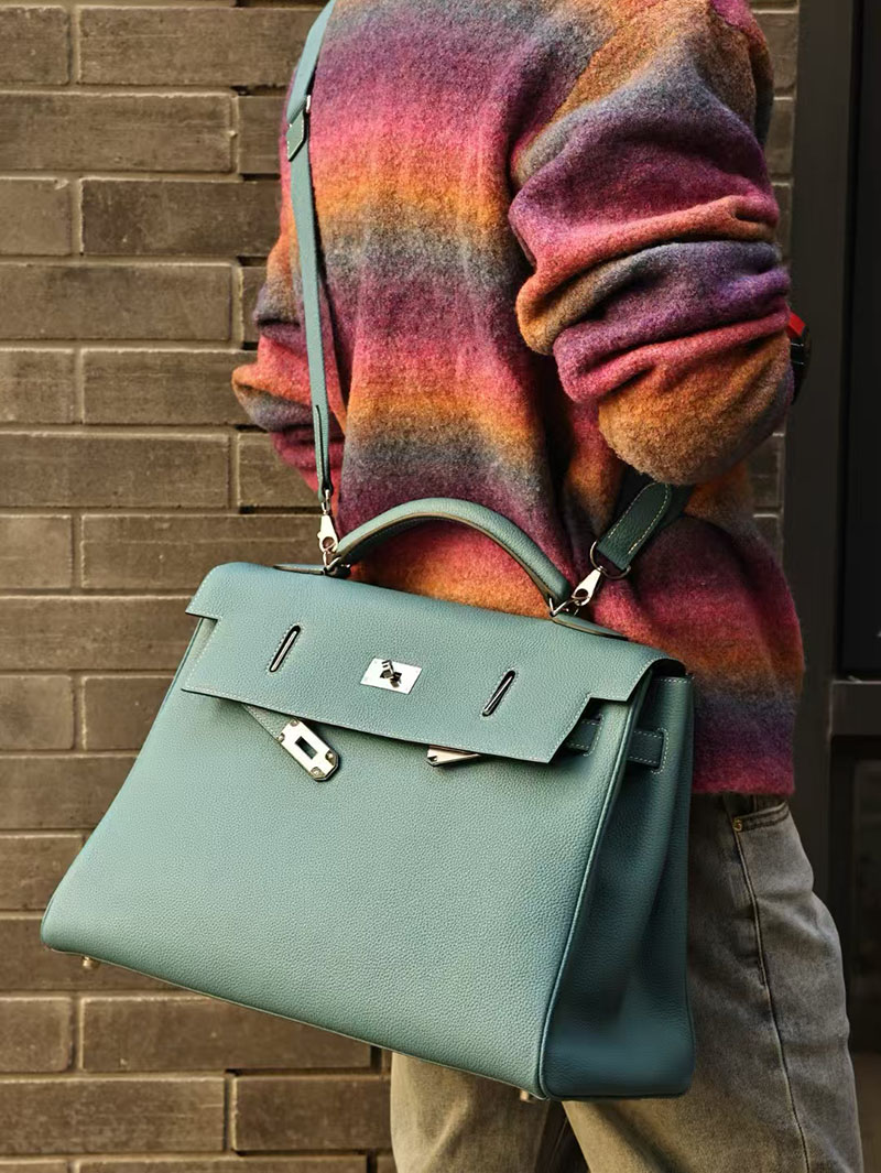 エルメス メンズバッグ 人気 HERMES ケリー 42cm 内縫い ブルージーン トゴ シルバー金具 2519456 - 画像 (3)