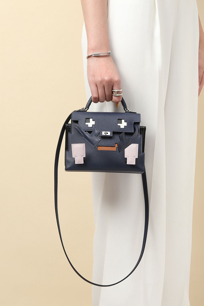 エルメス ケリードールピクト ブルーサフィール×モーヴペール×ゴールド×ブラック エプソン シルバー金具 2518522 ケリードールピクト 定価 - 画像 (3)