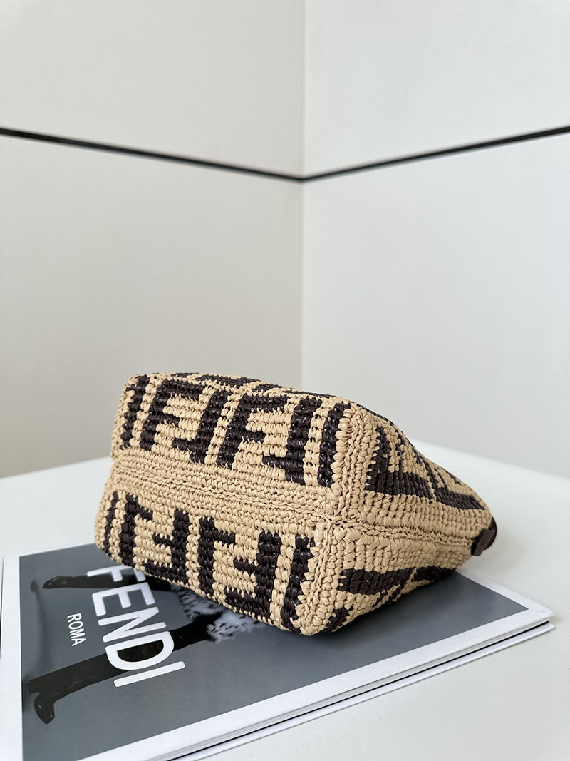フェンディ 人気バッグ FENDI ロール ミニ ブラウンFFラフィア クロシェミニバッグ 8BS096AS3BF1PII - 画像 (8)