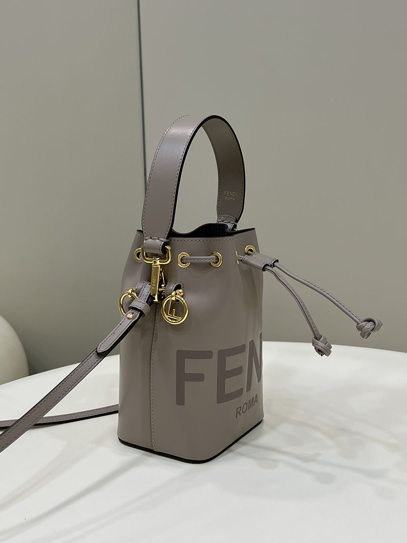 フェンディ 人気バッグ FENDI MINI MON TRESOR ミニ モン トレゾール スモール レザー ロゴ 巾着 鞄 グレージュ 8SB010AC9LF0E65 - 画像 (8)